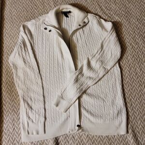 Lauren Ralph Lauren White Zip Cardigan Size Small